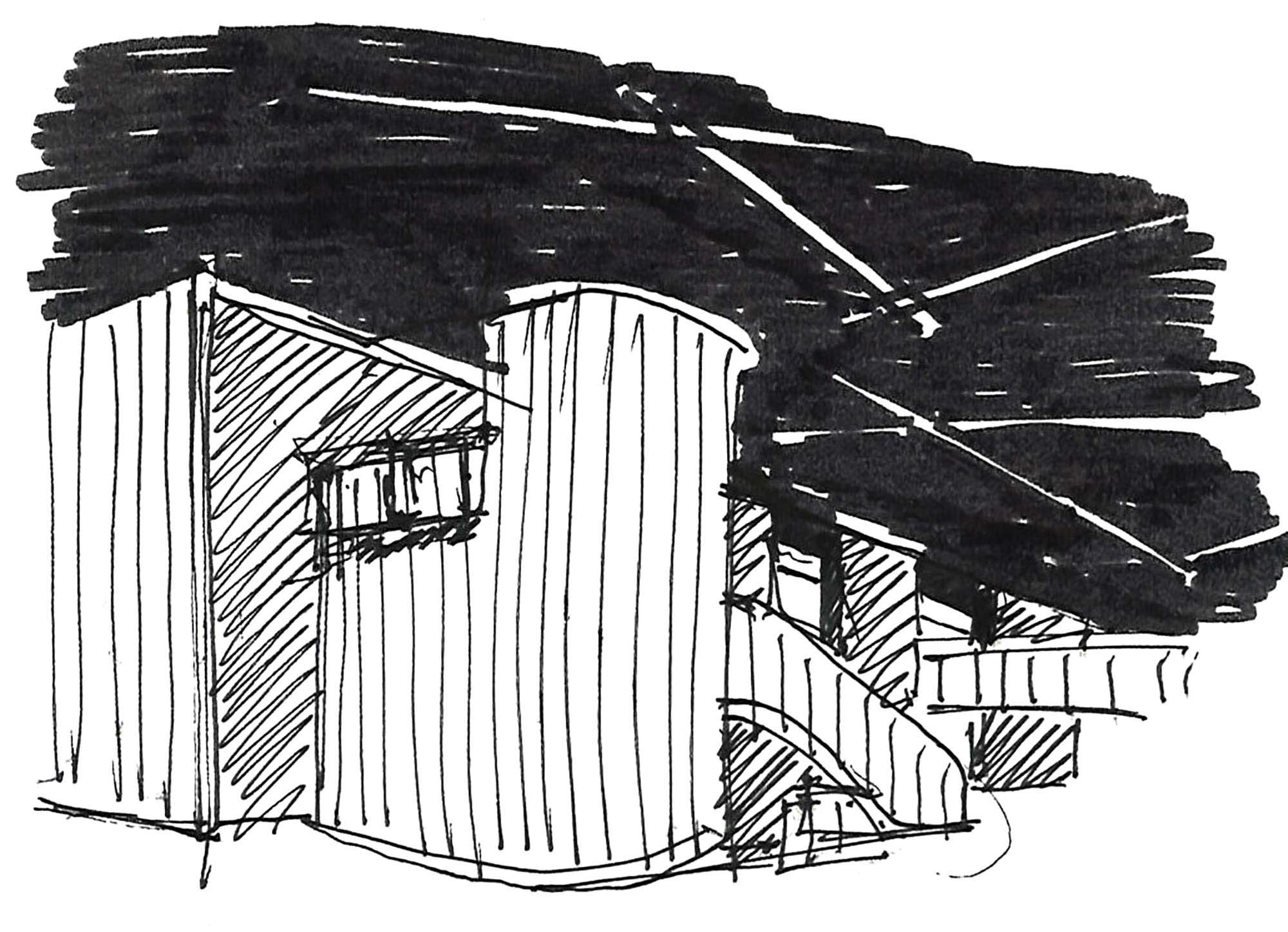 Raf Listowski Atelier d'Architecture création bureaux réhabilitation transformation nouveau siège social Carac Thétis felix potin Neuilly croquis esquisse dessin