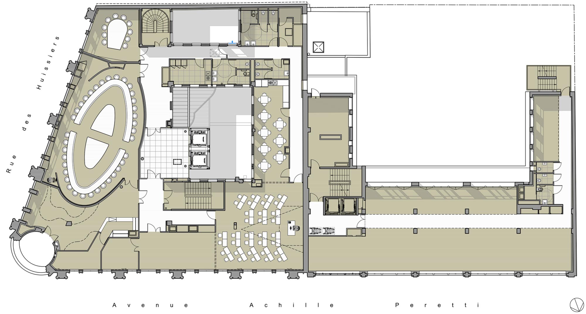 Raf Listowski Atelier d'Architecture création bureaux réhabilitation transformation nouveau siège social Carac Thétis felix potin Neuilly